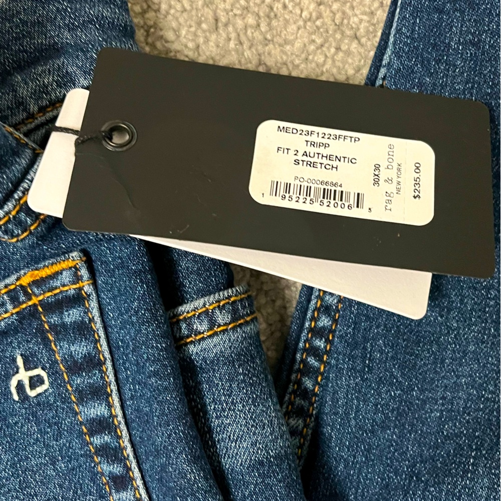 Rag & Bone Men’s Fit 2 Slim Authentic Stretch 30x30 Medium Blue Tripp - Picture 8 of 13
